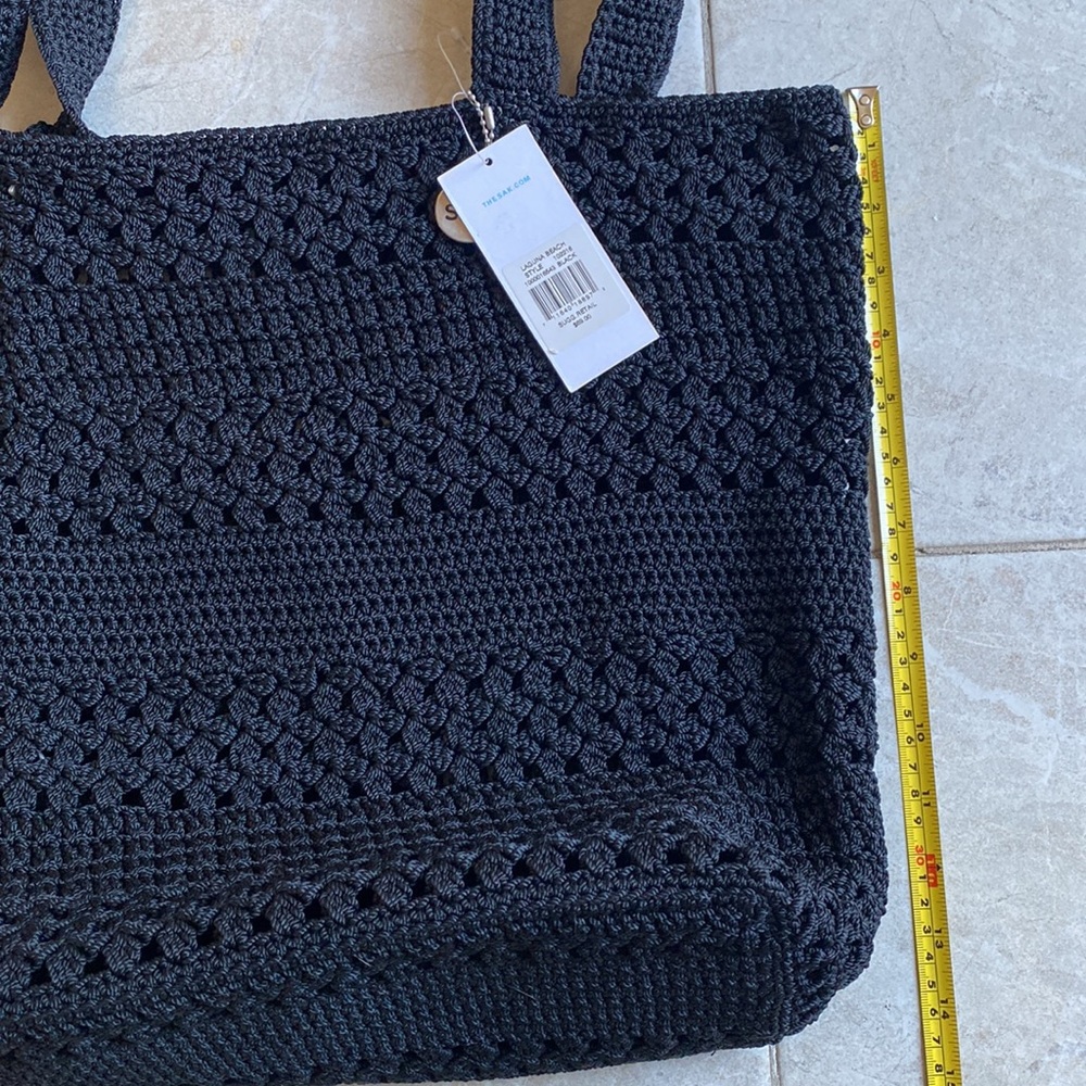 The Sak NWT Laguna Beach Black Open Knit Tote Bag - Picture 4 of 9